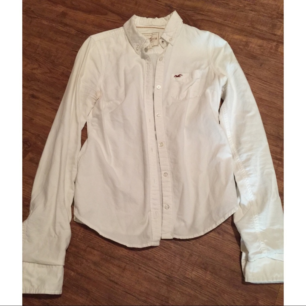 Hollister White Button-Up Shirt